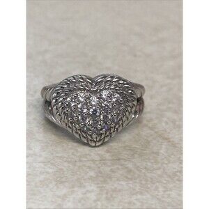 VINTAGE JUDITH RIPKA CZ HEART CLUSTER RING STERLING SILVER DESIGNER SIGNED 6.75